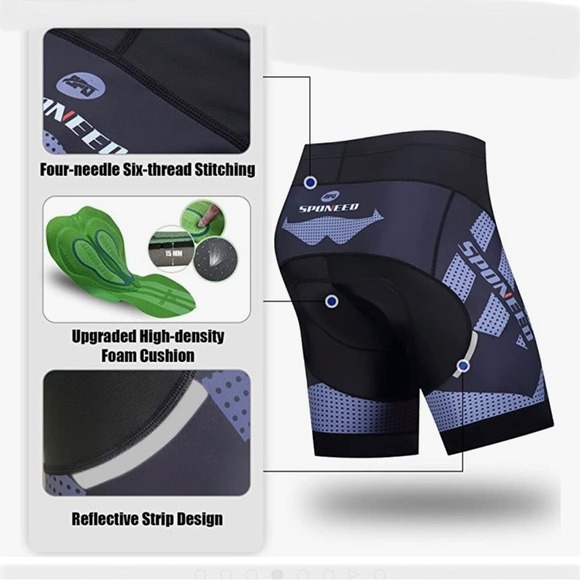 Sponeed Black Padded Cycling Shorts NWT 3XL - Picture 3 of 7